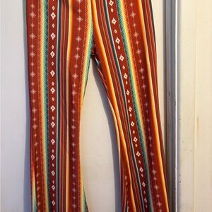 L&B Wide Leg Pants in Rust Multi-Stripe
